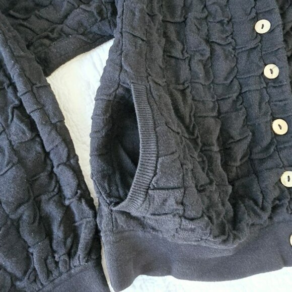Free People Beach Women’s Cardigan Top Size Small Black Textured Cork Buttons - Picture 4 of 13